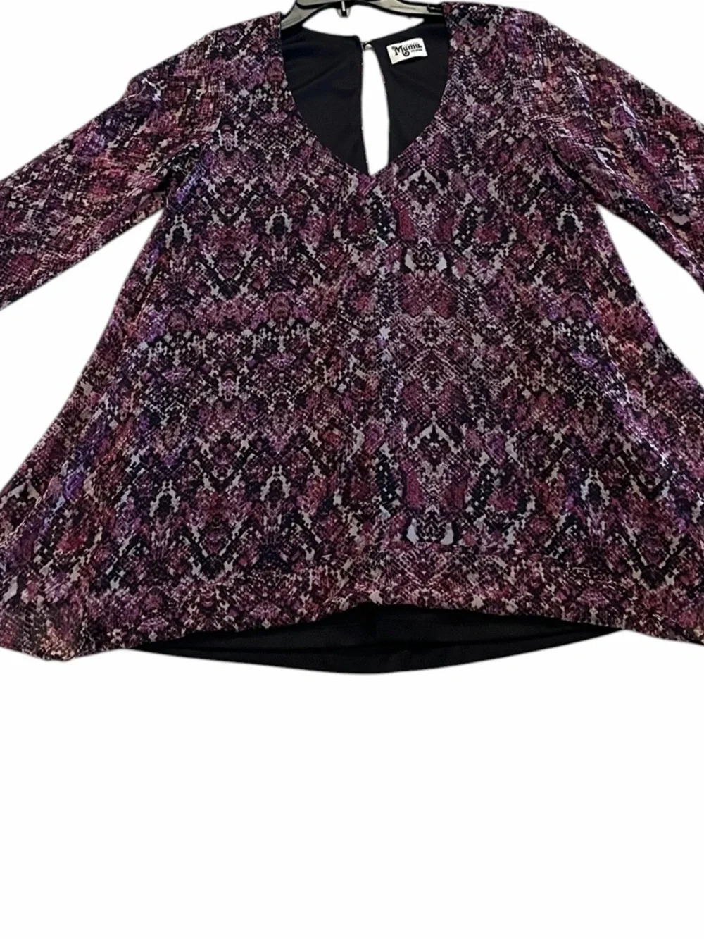 Show Me Your Mumu Snake Print Mini Purple Dress Boho Flowy Bell Sleeve M
